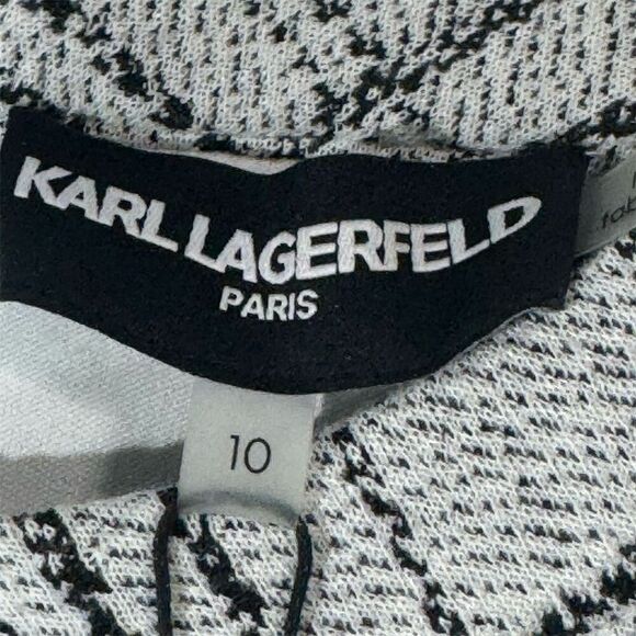 Karl Lagerfeld Paris Size 10 Plaid Tweed Shift Dress Black White NWT - Picture 6 of 7